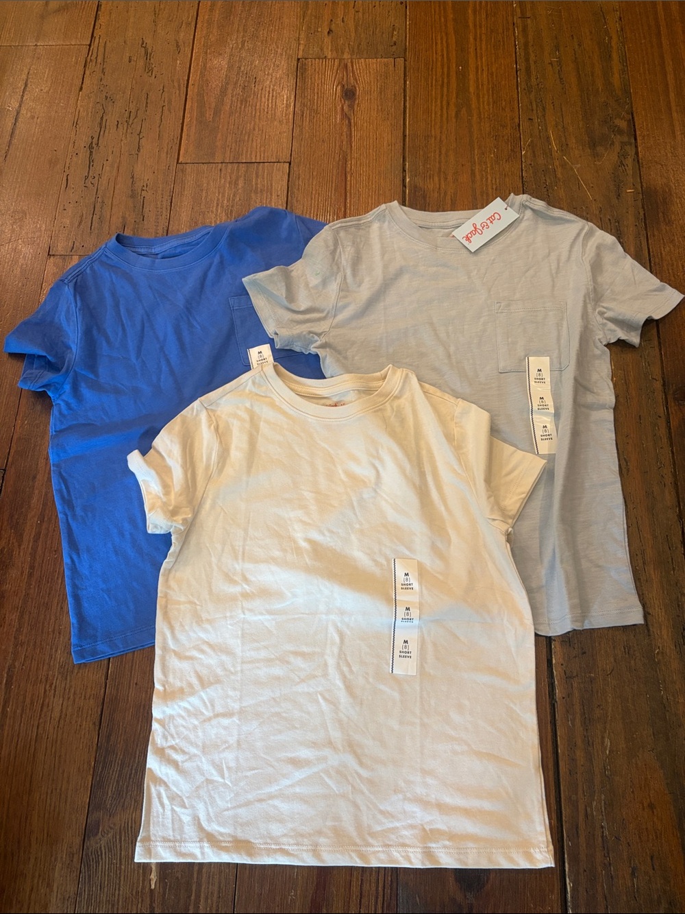 Cat & Jack Short Sleeve Tee Pack - White, Light Blue, Royal Blue